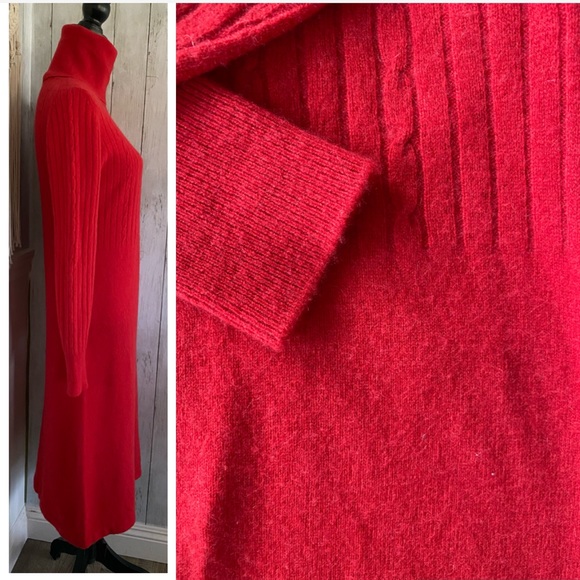 100% Cashmere Mock Neck MIDI Dress - Picture 4 of 13